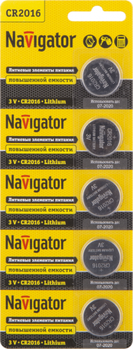 Элемент питания литиевый CR2016 94 763 NBT-CR2016-BP5 (блист.5шт) Navigator 94763 в г. Санкт-Петербург 