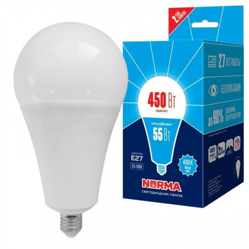 Лампа LED сверхмощная Volpe E27 55W 4000K матовая LED-A140-55W/4000K/E27/FR/NR UL-00005614 в г. Санкт-Петербург 