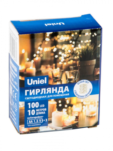 Светодиодная гирлянда Uniel Роса белый ULD-S1000-100/SCB/3AA White IP20 Dew UL-00007186 в г. Санкт-Петербург  фото 4