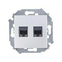 1591552-033 Розетка компьютерная 2-м Simon 15 RJ45 кат.5E AMP механизм алюм. Simon 