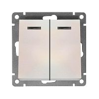 A0123-OBr Выключатель 2-кл. СП Афина 10А IP20 с подсветкой механизм жемчуж. Universal 