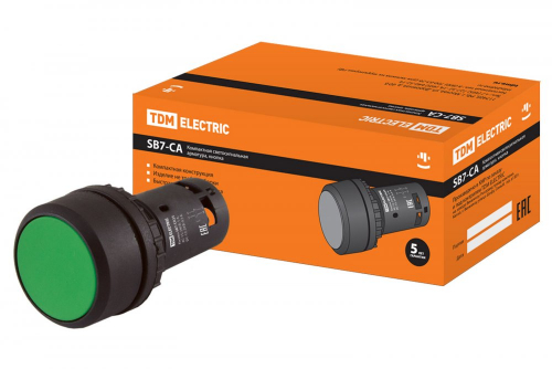 SQ0746-0011 Кнопка SB7-CA35 d22мм 1з+1р зеленая TDM