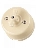 SQ1820-0313 Выключатель фарфоровый поворотный 2-кл. с ручкой (бантик) 10А сл. кость «Болонь» TDM