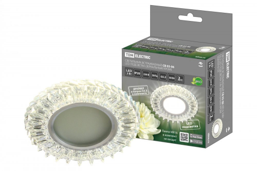 SQ0359-0133 Светильник встраиваемый СВ 03-06 MR16 50Вт G5.3 LED подсветка 3 Вт зеркальный/хром TDM