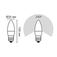 103102307 Лампа светодиодная Black 6.5Вт свеча 6500К холод. бел. E27 550лм GAUSS 