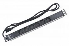 7289c Блок евророзеток для 19дюйм шкафов PDU-6P-2IEC горизонт. 6 розеток 10А без выключателя алюм. корпус шнур 2м вилка IEC 320 C14 Cabeus 