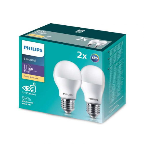 Лампа светодиодная ESS LEDBulb 11Вт E27 3000К 230В 2CT/6 RCA (уп.2шт) PHILIPS 929001900227 в г. Санкт-Петербург  фото 2