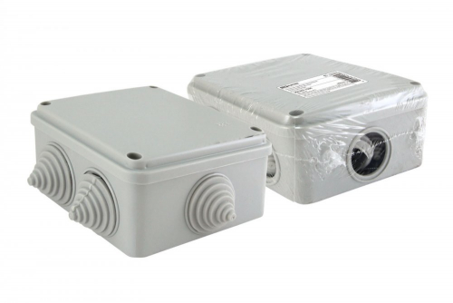SQ1401-1234 Распаячная коробка ОП 100х100х50мм, крышка на винтах,  IP55, 6 вх. инд. штрихкод TDM