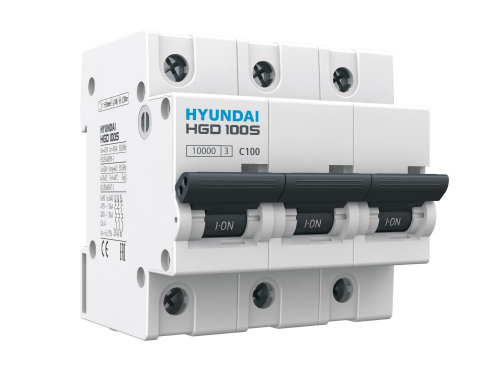 Выключатель автоматический модульный трехполюсный 80А 10кА С HGD HD Hyundai Electric 3171251