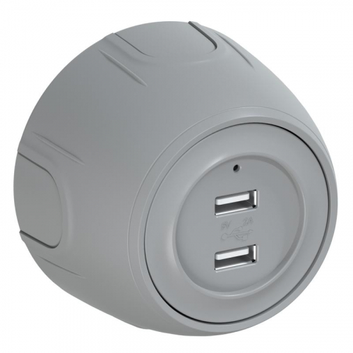 7700899 Розетка USB 2-м Rotondo с подсветкой сер. OneKeyElectro 