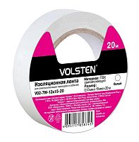 9790 Изолента V02-7W-13х15-20 0.13х15мм (рул.20м) бел. Volsten 