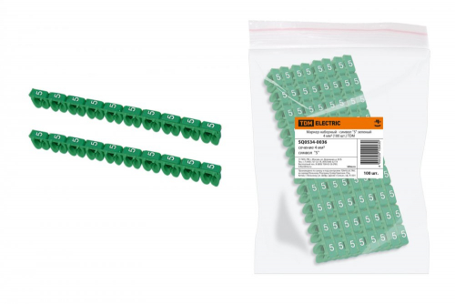 SQ0534-0036 Маркер наборный - символ "5" зеленый 4 мм2 (100 шт.) TDM
