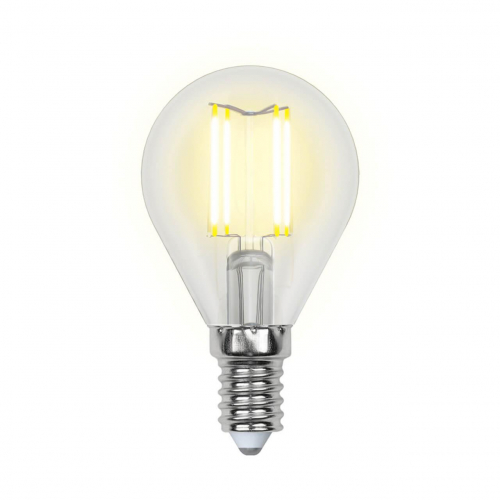 Лампа светодиодная филаментная Uniel E14 6W 4000K прозрачная LED-G45-6W/NW/E14/CL PLS02WH UL-00001371 в г. Санкт-Петербург 