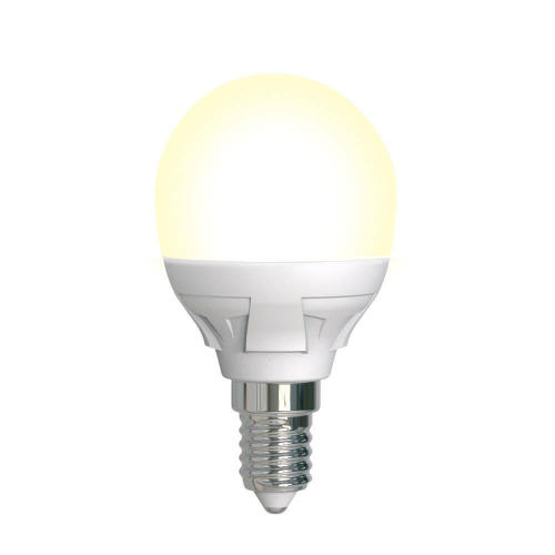 Лампа светодиодная диммируемая Uniel E14 7W 3000K матовая LED-G45 7W/3000K/E14/FR/DIM PLP01WH UL-00004302 в г. Санкт-Петербург 