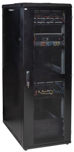 Шкаф серверный 19дюйм 42U 800х1000мм перф. передняя и задняя двери черн. (передняя дверь и часть рамы) ITK LS05-42U81-PP-1 в г. Санкт-Петербург 