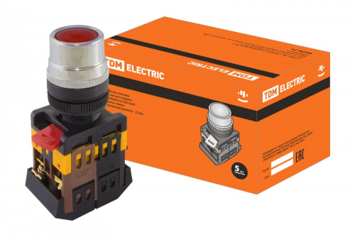 SQ0704-0001 Кнопка ABLF-22 красный d22мм неон/230В 1з+1р TDM