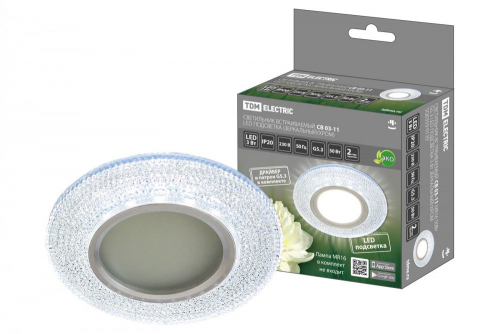SQ0359-0139 Светильник встраиваемый СВ 03-11 MR16 50Вт G5.3 LED подсветка 3 Вт зеркальный/хром TDM