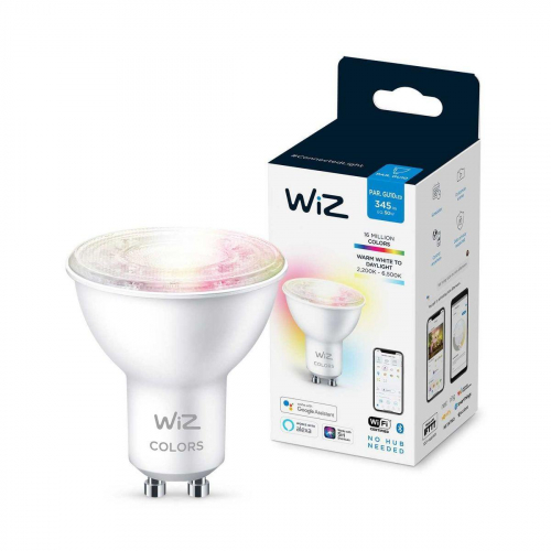 Лампа светодиодная диммируемая WiZ GU10 4.7W RGB+CCT прозрачная Wi-Fi BLE 50W GU10 922-65RGB1PF/6 929002448402 в г. Санкт-Петербург 