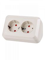 SQ1801-0243 Розетка угловая двойная 2П+3 открытой установки с з/ш IP20 250В 16А сл. кость "Ладога" TDM