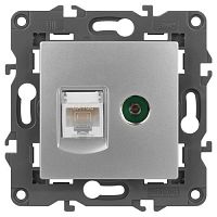 Б0034316 Розетка компьютерная + телевизионная 2-м Elegance 14-3110-03 RJ45 + TV IP20 механизм алюм. Эра 