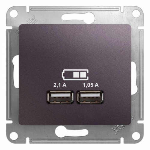 Механизм розетки USB 1-м СП Glossa 5В/2100мА 2х5В/1050мА сиренев. туман SchE GSL001433