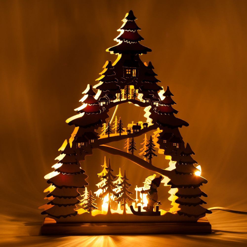 Деревянная световая фигура, 7 ламп С6, цвет свечения: теплый белый,  31*5*38,5 сm, шнур 1,4 м , IP20, LT086 26834 в г. Санкт-Петербург  фото 2