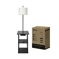 4690612064529 Светильник ТНО 12P-Е27USB-WB USB-C этажерка напольн. розетка абажур бел./корпус черн. IN HOME 