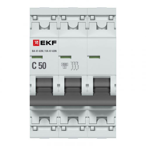 Выключатель автоматический модульный 3п 50А C 4.5кА ВА 47-63N PROxima EKF M634350C в г. Санкт-Петербург  фото 2