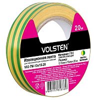 9792 Изолента V02-7М-13х15-20 0.13х15мм (рул.20м) желт./зел. Volsten 