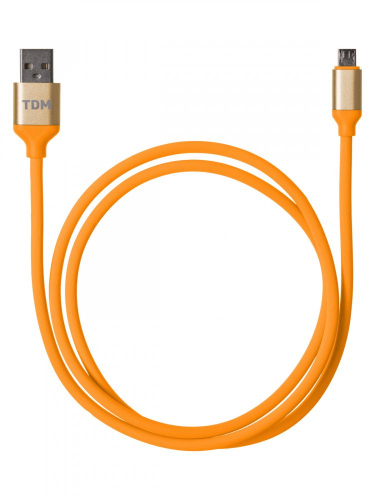 SQ1810-0313 Дата-кабель, ДК 13, USB - micro USB, 1 м, силиконовая оплетка, оранжевый, TDM