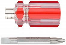 Отвертка с переставным жалом "коротыш", пластиковая красная прозрачная ручка 6х28 мм PH2/SL6 в г. Санкт-Петербург 