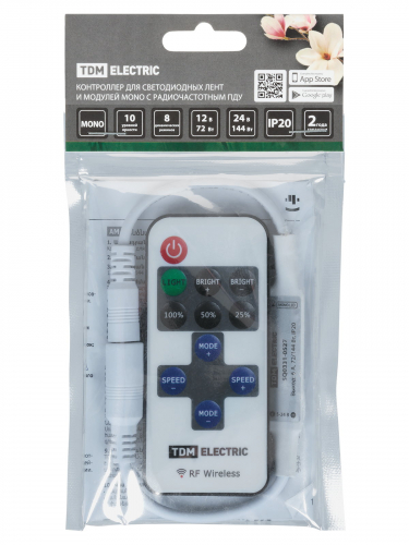 Контроллер для светодиодных лент и модулей MONO-RF-12В-6A-72Вт-IP20, 1 канал, пульт 11 кнопок, TDM в г. Санкт-Петербург  фото 7