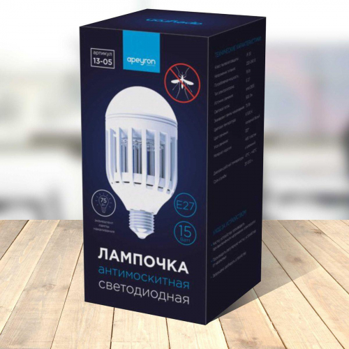 Лампа светодиодная антимоскитная Apeyron E27 15W 6500K белая 13-05 в г. Санкт-Петербург  фото 3