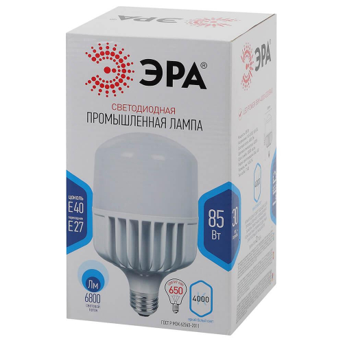 Лампа светодиодная ЭРА E27 85W 4000K матовая LED POWER T140-85W-4000-E27/E40 Б0032087 в г. Санкт-Петербург  фото 2