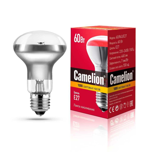 Лампа накаливания Camelion E27 60W 60/R63/E27 8980 в г. Санкт-Петербург 