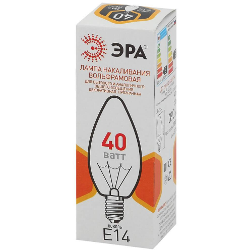 Лампа накаливания ЭРА E14 40W 2700K прозрачная ДС 40-230-E14-CL Б0039127 в г. Санкт-Петербург  фото 3