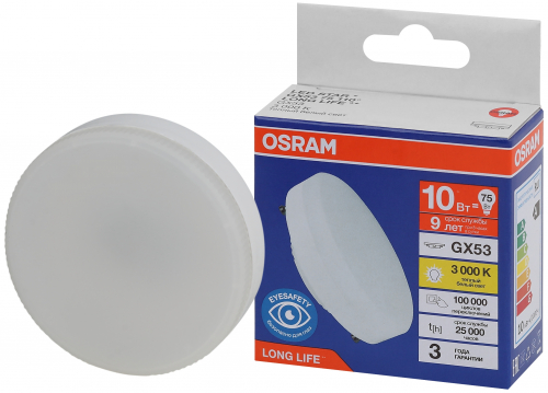 Лампа светодиодная LED 10Вт GX53 3000К 800Лм спот 220В (замена 75Вт) OSRAM в г. Санкт-Петербург 