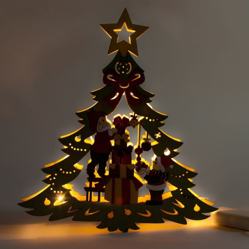 Деревянная световая фигура, 10 LED, цвет свечения: теплый белый,  25*3*27cm, шнур 1,4 м, IP20, LT080 26828 в г. Санкт-Петербург  фото 2