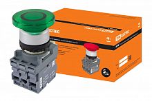 SQ0747-0032 Кнопка грибовидная МРМ1-11G(LED) в сборе d40мм/24B 1з+1р зеленая TDM