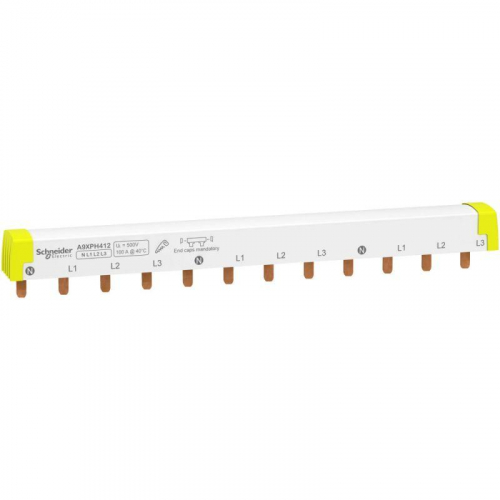 Шинка гребенчатая Acti9 4п (NL1L2L3…) 100А 12мод. 18мм разрезаемая SchE A9XPH412 в г. Санкт-Петербург 