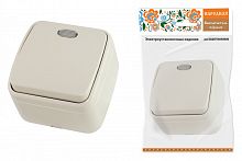 SQ1824-0018 Выключатель 1-кл. открытой установки с подсветкой IP20 10А, сл. кость "Дача" Народная