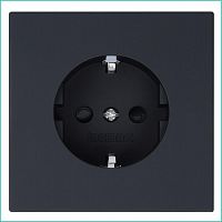 FD5501PBM Розетка 1-м СП FD Shuko 16А IP20 с заземл. защ. шторки механизм черн. матов. soft touch Jasmart 