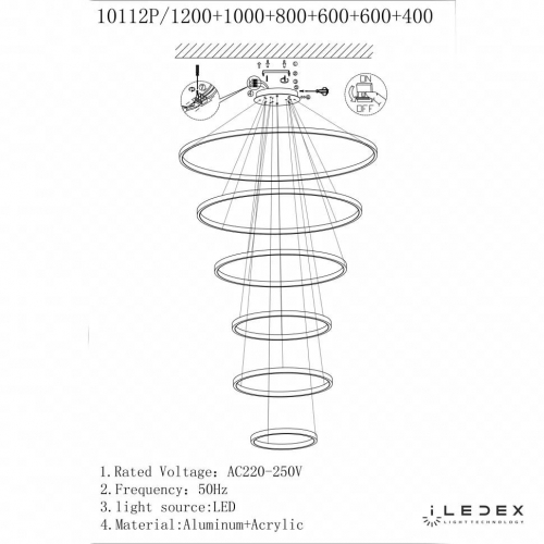 Подвесной светодиодный светильник iLedex Axis 10112P/6-167W-3000K (12/10/8/6/6/4) BR в г. Санкт-Петербург  фото 2