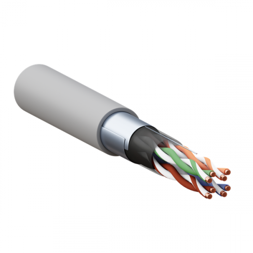 TRP-5EFTP-04PVC-GY-IN3 Кабель витая пара F/UTP кат.5E 4 пары 24 AWG solid PVC сер. (м) TERACOM PRO EKF 