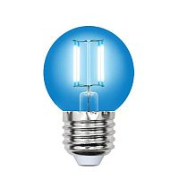 Лампа светодиодная филаментная Uniel E27 5W синяя LED-G45-5W/BLUE/E27 GLA02BL UL-00002990 в г. Санкт-Петербург 
