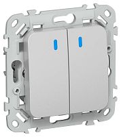 FI-V20-1-10-1-K47 Выключатель 2-кл. СП FLITE ВС12-1-1-ФлА 10А с индикацией механизм алюм. IEK 
