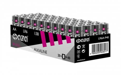 Элемент питания алкалиновый AA/LR6 1.5В Alkaline Pack-40 (уп.40шт) ФАZА 5023017 в г. Санкт-Петербург 