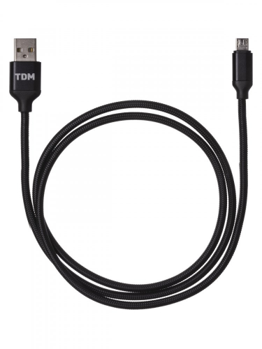 SQ1810-0307 Дата-кабель, ДК 7, USB - micro USB, 1 м, тканевая оплетка, черный, TDM