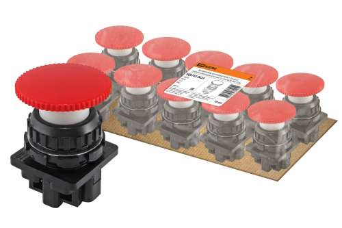 Выключатель кнопочный КЕ 021-У2-исп.5 гриб без фиксации красный 1р 10A 660B IP40 TDM в г. Санкт-Петербург 