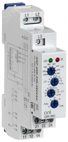 Реле фаз ORF-06D 3ф 2 конт. 220-460В AC ONI ORF-06D-220-460VAC в г. Санкт-Петербург 